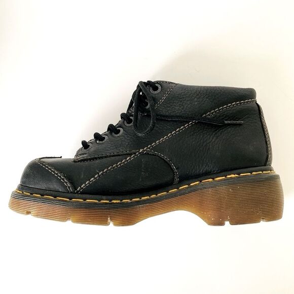 DR. MARTENS Vintage Y2K Black Leather 12278 Daisy Chunky Platform Ankle Boots